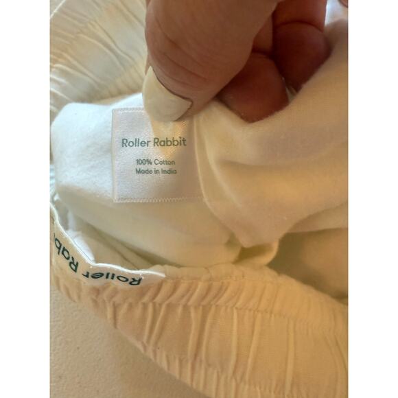 Roller Rabbit 100% Cotton White Drawstring Lounge Pants Sz XS Resort Pants - Picture 4 of 7